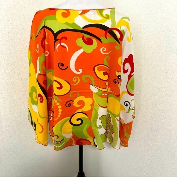 Anthropologie VENESSA XL Abstract Colorful Paisley Cut Shoulder Bell Sleeve EUC - Picture 8 of 12